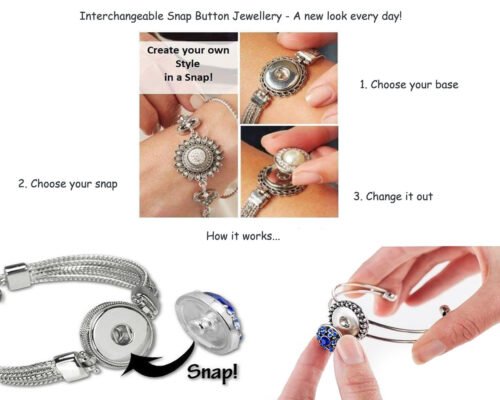 Crystal Bead Snap Charm Bracelet Set - Rose