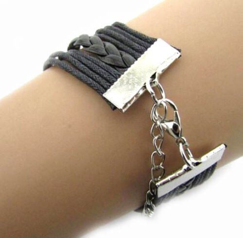 Infinity bracelet with Dog Paw Rescue Mom - Silver, Black