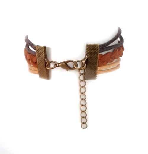 Bronze Love Christian Infinity Bracelet with Cross- Brown Beige