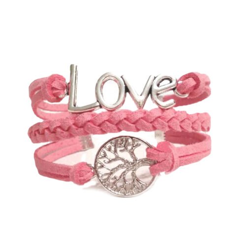 Love Life Infinity Bracelet With Tree Of Life Charm - Pink