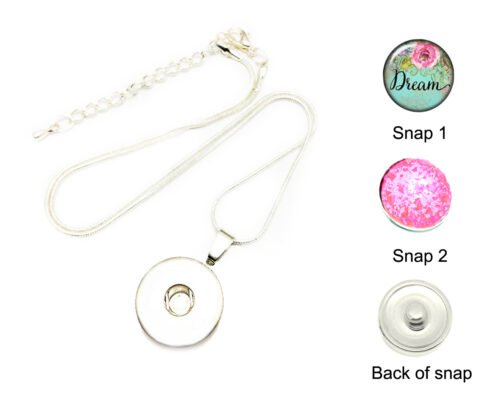 Silver Plated Round Snap Necklace - Dream