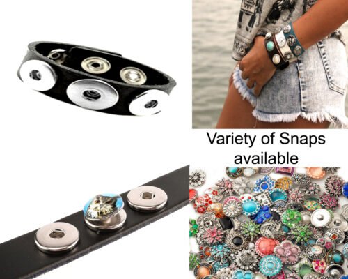 Set of 3 Leather Snap Bracelets for 18mm Interchangeable snaps