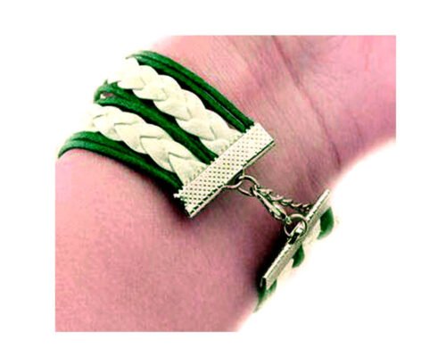 Cross Courage Love Infinity Bracelet - Green, White