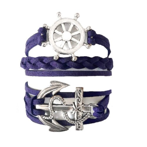 Nautical Infinity Bracelet Set of 2 - Navy Blue