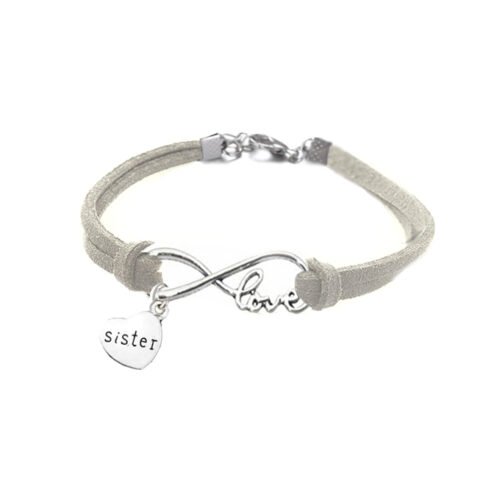 Sister Love Infinity Bracelet Set of 2 - Black/Grey