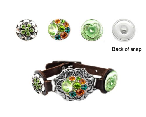 Snap Creations Ornate Brown Leather Bracelet with Three Snaps