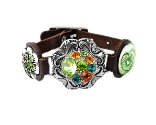 Snap Creations Ornate Brown Leather Bracelet with Three Snaps