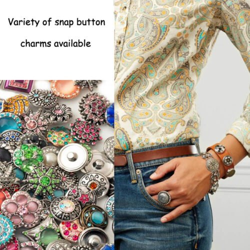 Snap Creations Ornate Brown Leather Bracelet with Three Snaps