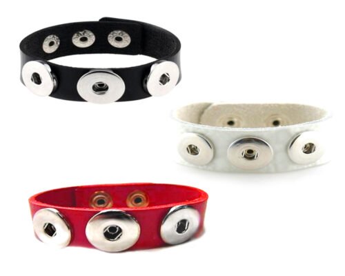 Set of 3 Leather Snap Bracelets for 18mm Interchangeable snaps
