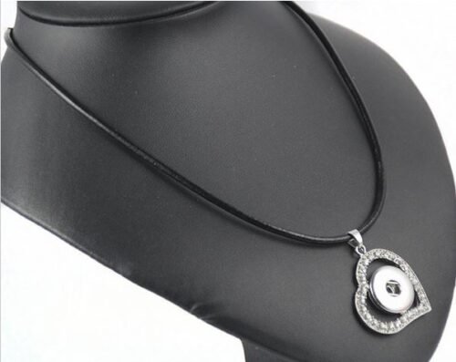 Snap Creations Leather Necklace with Crystal Heart - Red