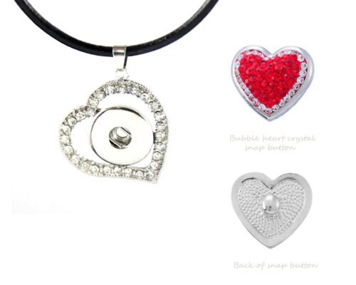 Snap Creations Leather Necklace with Crystal Heart - Red