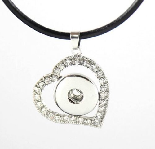 Snap Creations Leather Necklace with Crystal Heart - Red