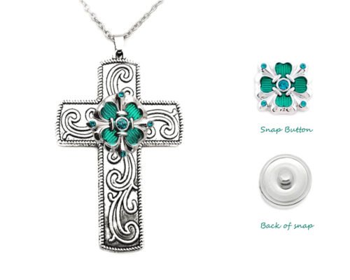 Snap Creations Lucky Cross Necklace set - Emerald Green
