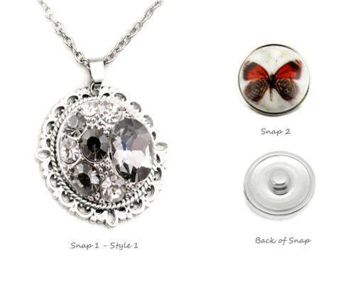 Snap Creations Ornate Round frame Necklace set - Butterfly