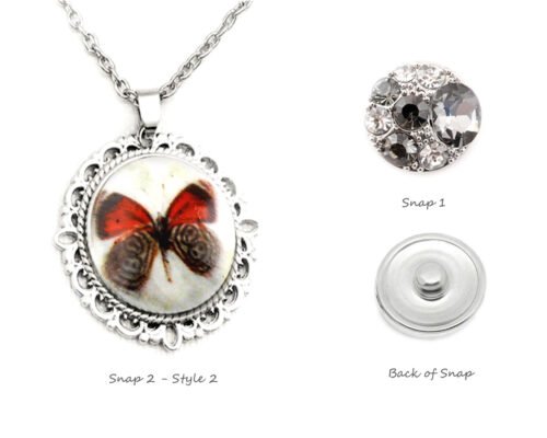 Snap Creations Ornate Round frame Necklace set - Butterfly