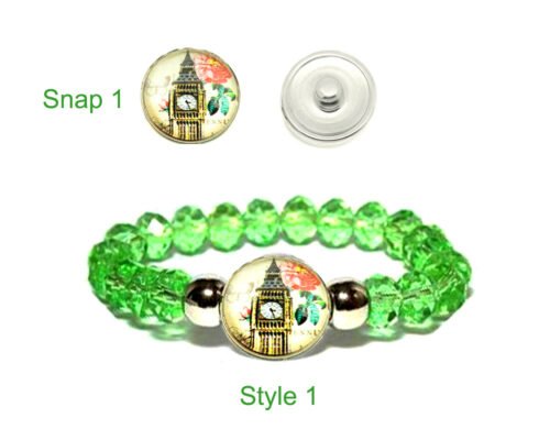 Crystal Bead Snap Charm Bracelet Set - London Big Ben