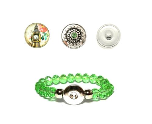 Crystal Bead Snap Charm Bracelet Set - London Big Ben