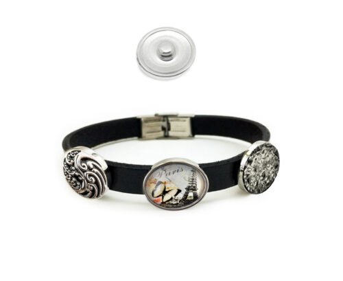 Paris Eiffel Tower Snap Bracelet Set - Black