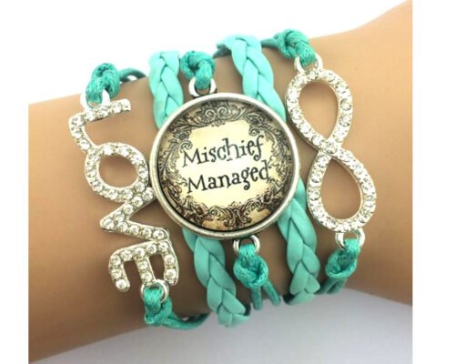 Set of 2 Infinity Cabochon Bracelets, Crystal - Black, Blue