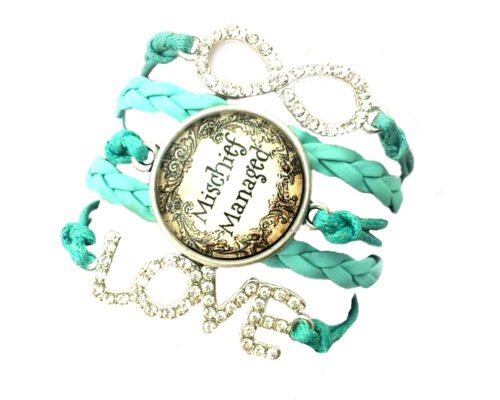 Set of 2 Infinity Cabochon Bracelets, Crystal - Black, Blue