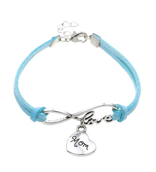 Mom & Sister Heart Infinity Bracelet Set - Blue, Mint Green
