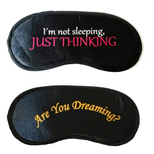 Silky Slogan Sleep Eye Mask Set of 2 - Just Thinking, Dreaming