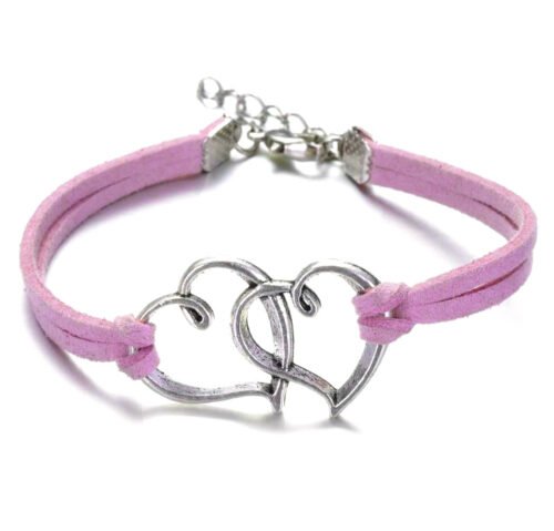 Silver Love & Hearts Entwined Infinity Bracelets Set of 2 - Lavender
