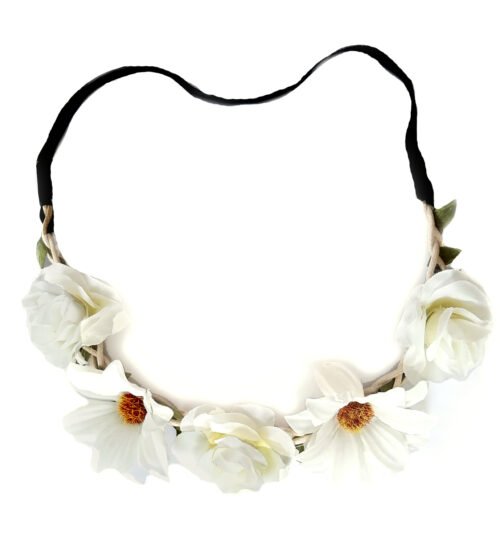 bridal flower crown white (1) Boho Bridal Flower Crown Braided headband Wreath - White