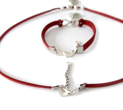 Christmas Tree Necklace & Bracelet Set - Red