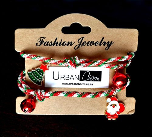 Xmas Tree & Santa Festive Jingle Bracelets Jewellery Set of 2