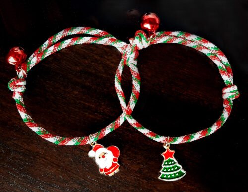 Xmas Tree & Santa Festive Jingle Bracelets Jewellery Set of 2