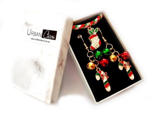 Xmas Stocking Festive Jingle Earrings & Bracelet Jewellery Set