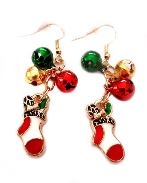 Xmas Santa Festive Jingle Earrings & Bracelet Jewellery Set