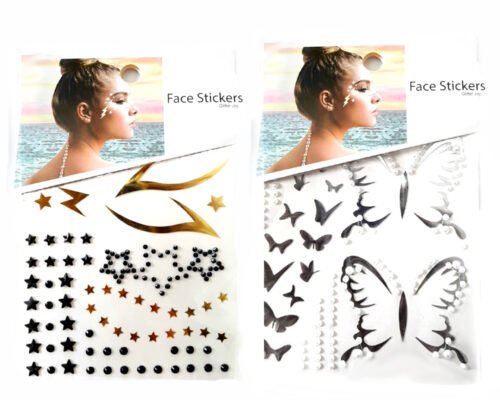 Glittter Joy Face Gems & Foils Stickers Night & Day Party Bling - 2 Pack