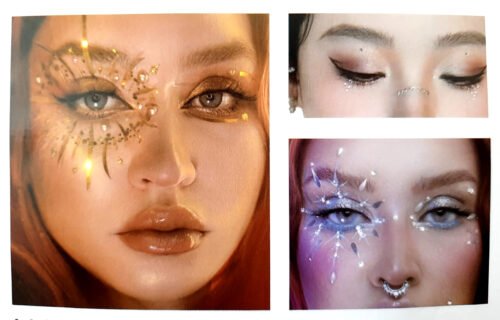 Glittter Joy Face Gems & Foils Stickers Night & Day Party Bling - 2 Pack